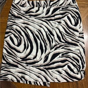 LOFT Black and White Zebra Print Pencil Skirt